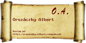 Orszáczky Albert névjegykártya