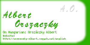 albert orszaczky business card